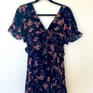 Black Velvet Floral Dress